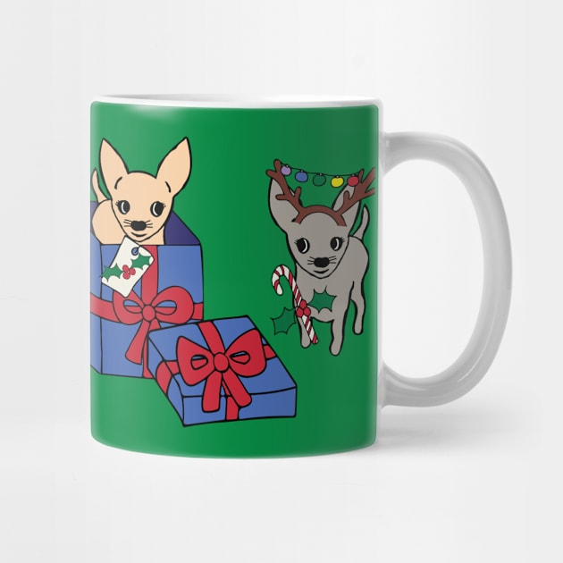 Green Christmas Chihuahuas - Smooth coat chihuahuas - Christmas Chihuahua Tee by bettyretro